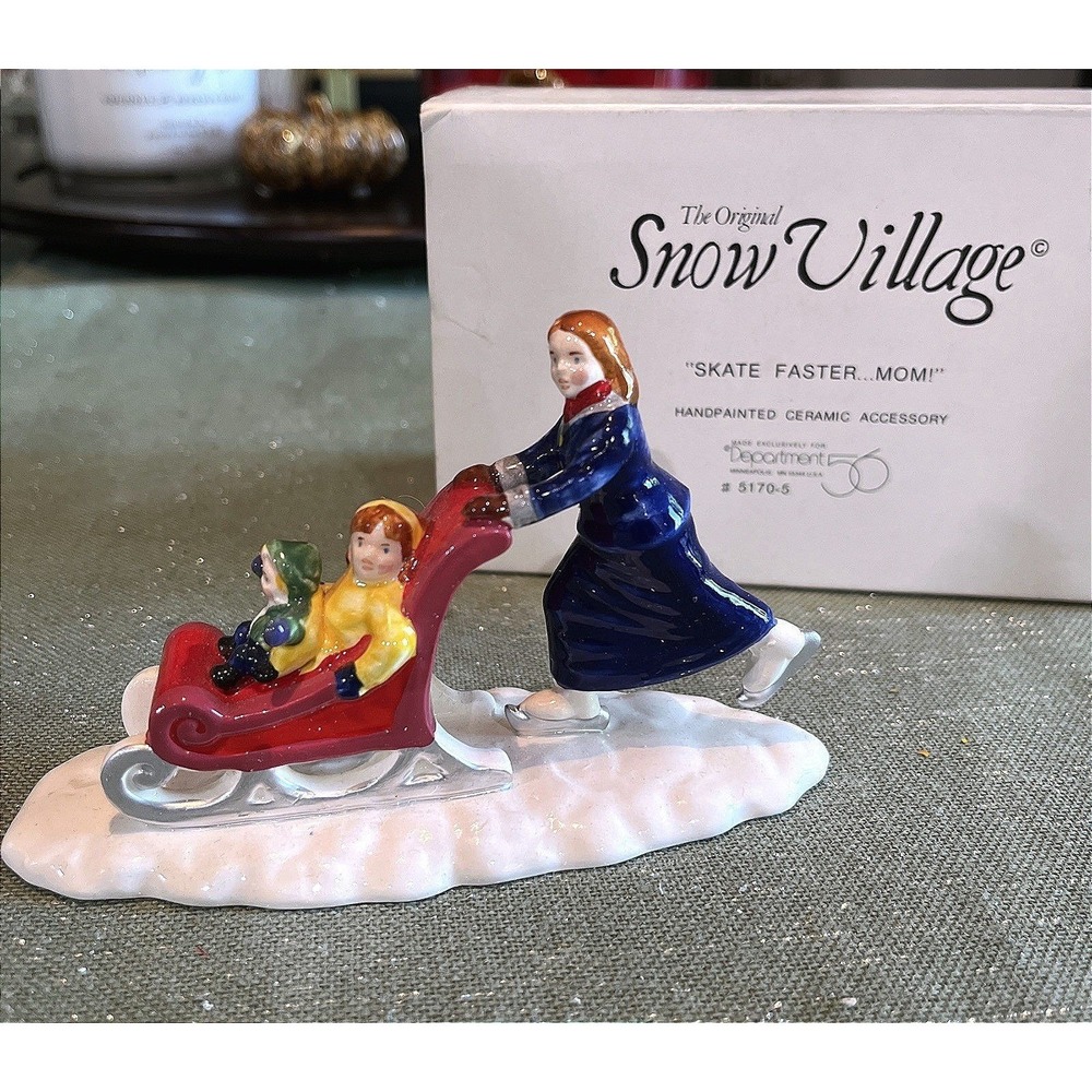 Dept 56 The Original Snow Village "Skate Faster Mom!" 51705 Retired Excellent